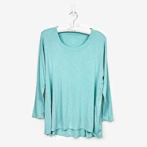 J.Jill Scoop Neck Elliptical Tunic Size XLP Mint Green Pima Cotton Lagenlook